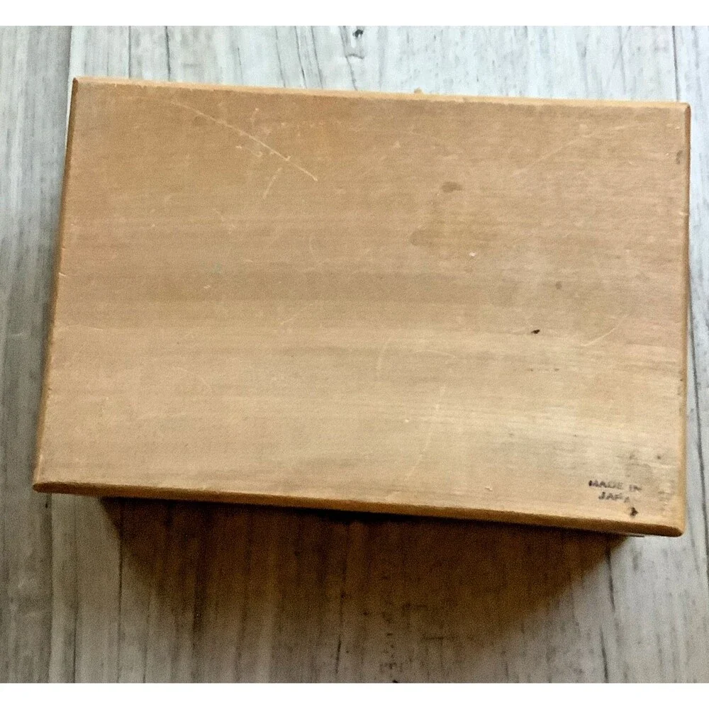 Vintage Japan Wood Jewelry Box Trinket Signed Exotic Wood